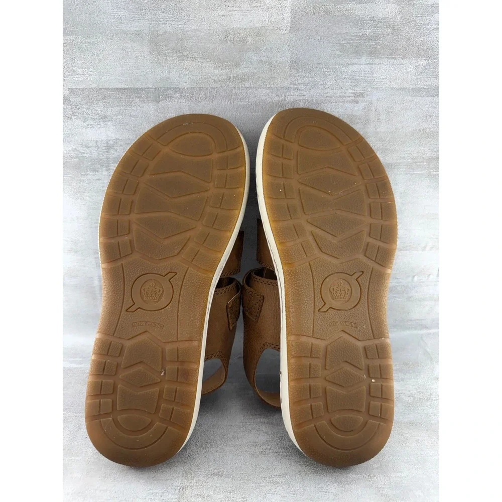 Born Khela Men Sz 10M Tan Leather Fisherman Sandals Strappy Buckle Shoes